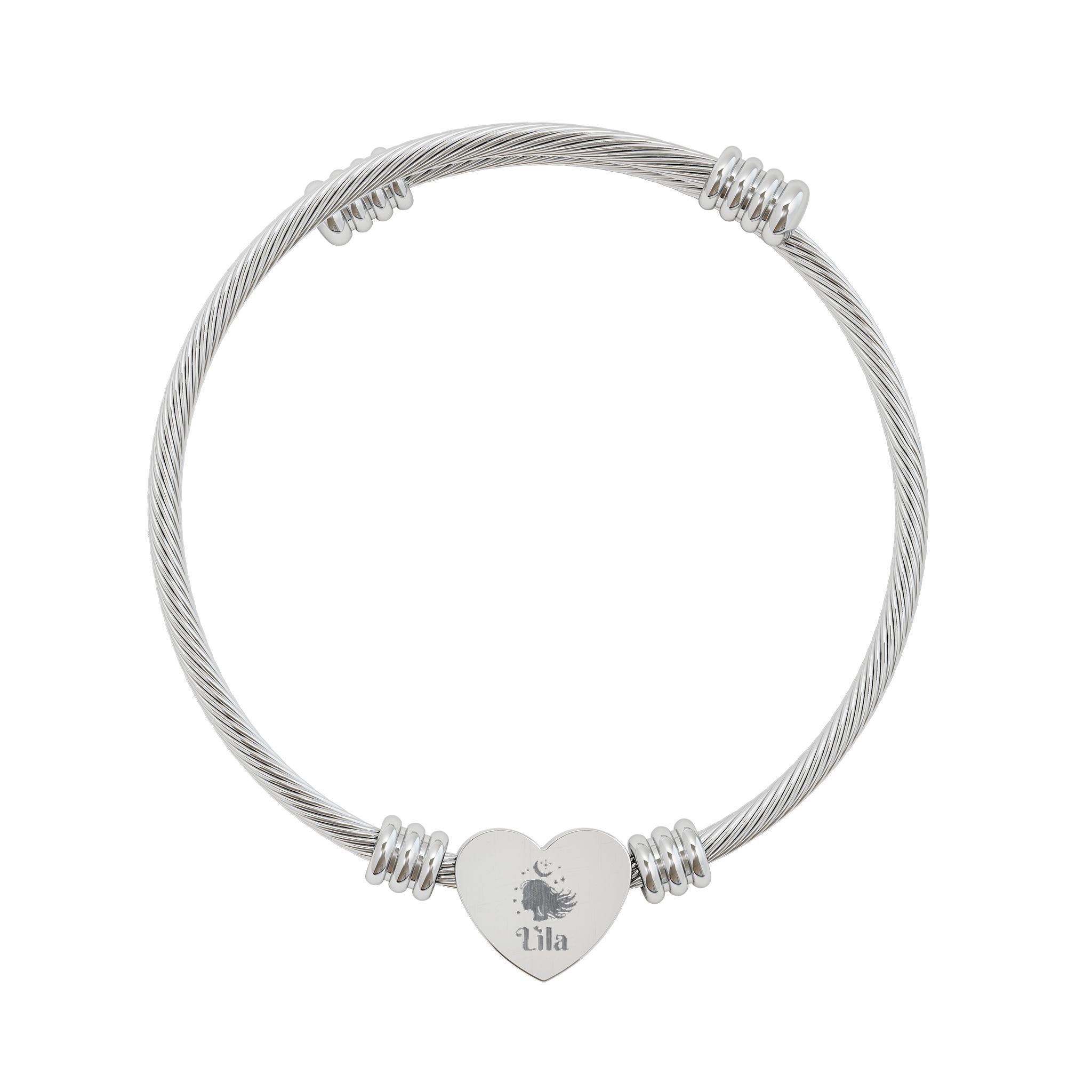 Lila's Heart Cuff Bracelet (Engraving) - lilaskidsshop