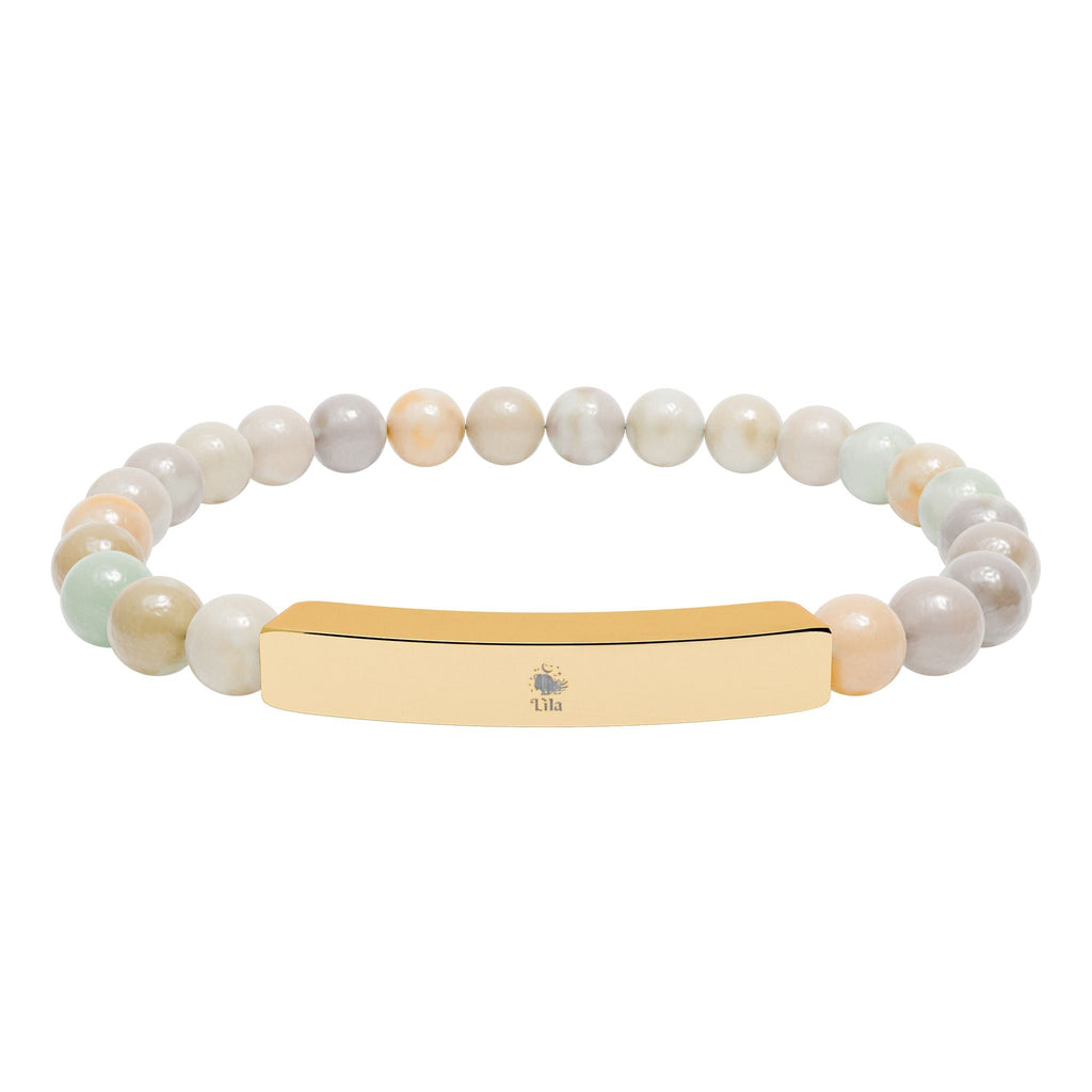 Natural Stone Stretch Bar Bracelet (Engraving) - lilaskidsshop